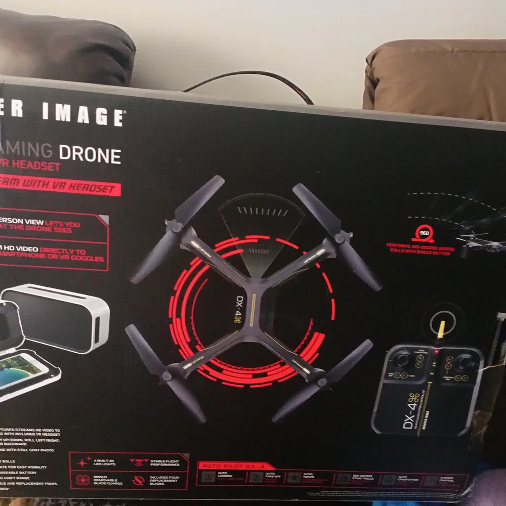 Sharper Image Black and Gray FPV Streaming Drone with VR Headset